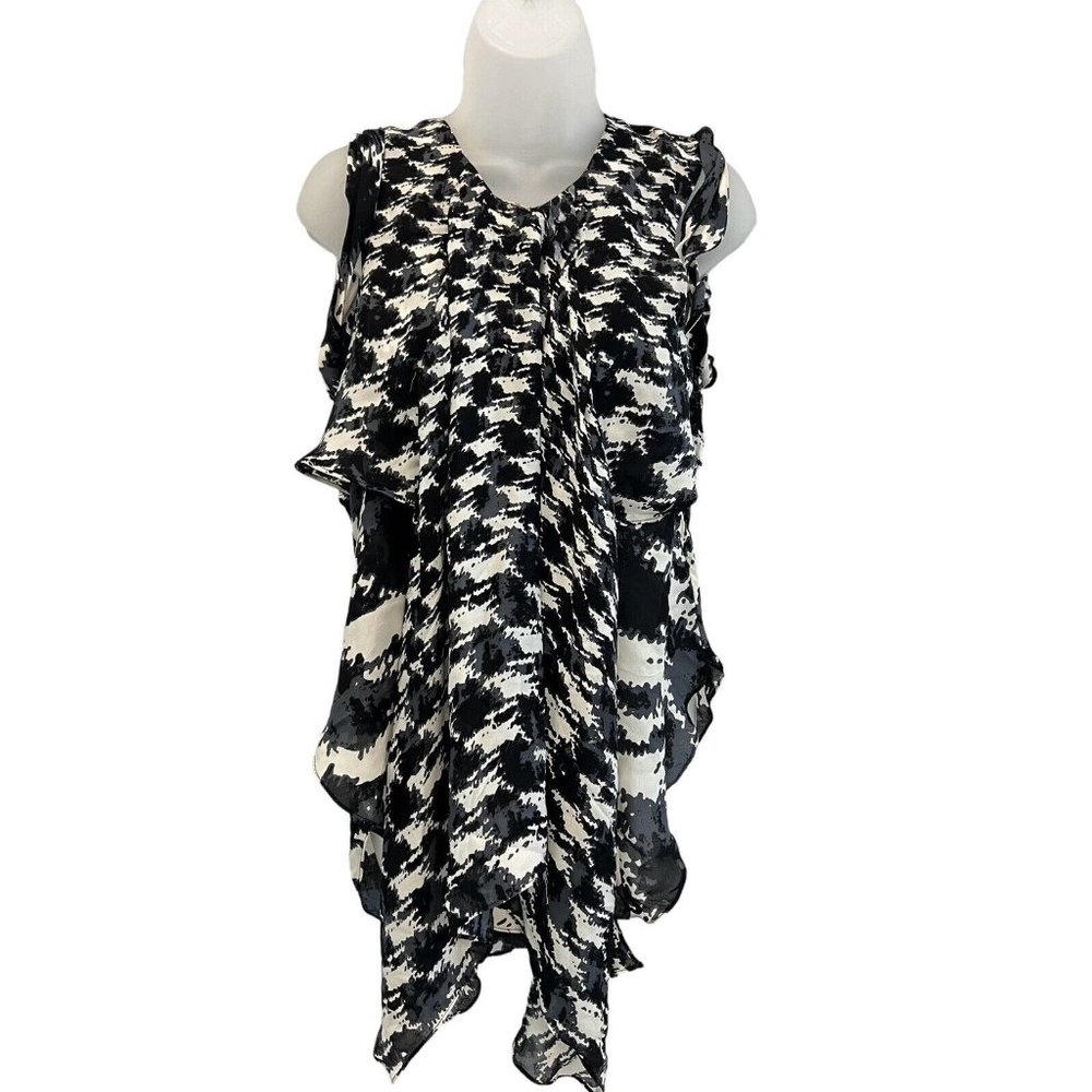 2b Rych Women’s Black White Gray Sleeveless Silk Top 4